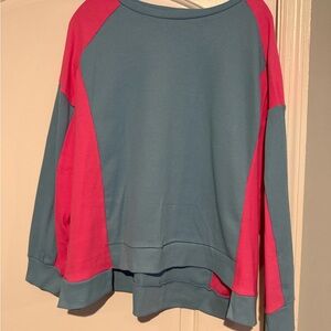 Colorblock Sweatshirt - Blue and Pink
